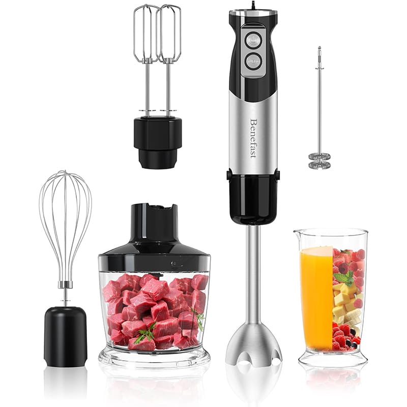 Benefast 1 Benefast Elektrische Stabmixer 6 in 1 Stainless Steel Pürierstab Set
