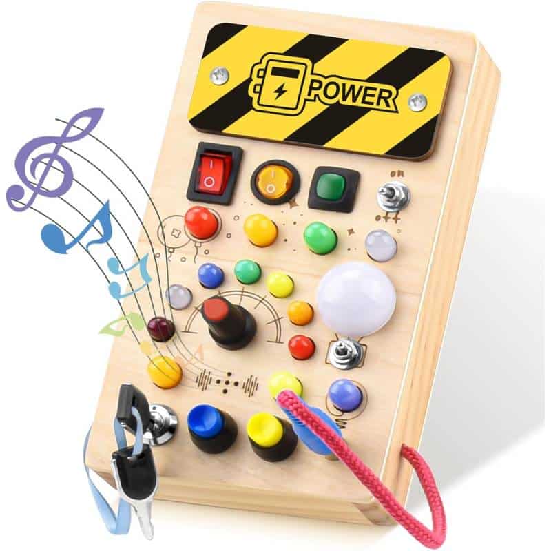 New Project YIKANWEN Montessori Busy Board ab 1 Jahr – Holzspielzeug mit Musik & LED für Kleinkinder – Bild 1