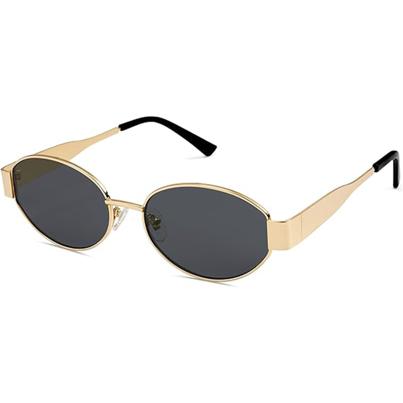 SOJOS 2 SOJOS Retro Sonnenbrille Damen Herren Oval Metal Trendy Classic UV400 Schutz Sonnenbrillen