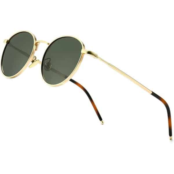 SUNGAIT Runde Vintage Polarisierte Sonnenbrille Klassische Retro Metallrahmen Sonnenbrille Rundschreiben