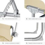 tectake® Klappbare Sonnenliege mit Dach – Verstellbare Rückenlehne, inkl. Kopfkissen – Ideal für Balkon, Terrasse, Camping, Strand