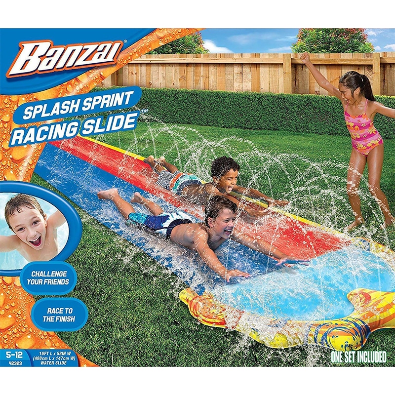 Banzai 1 Banzai Splash Sprint Racing Slide, 488 cm L x 147 cm