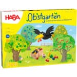 Haba 4170 - Obstgarten Spannendes Würfelspiel, mit 40 Früchten aus Holz und leicht verständlichen Spielregeln, beliebtes Brettspiel ab 3 Jahren