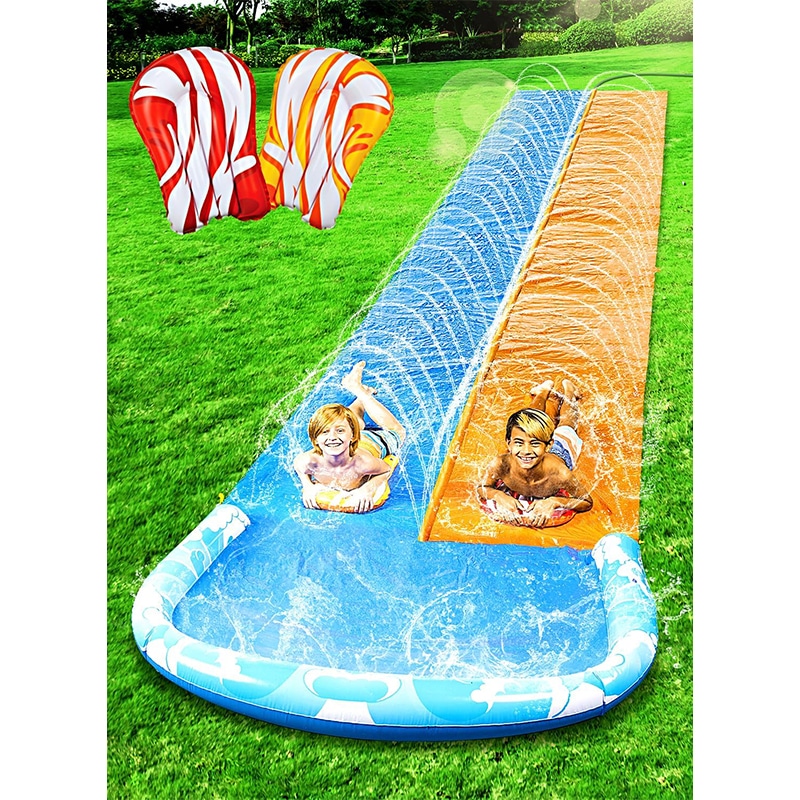 JOYIN 1 JOYIN 685.8 * 157.4cm Rutsche und Wasserrutsche mit 2 Bodyboards, Kinder Wasserrutsche,Sommerspielzeug mit eingebauter Sprinkleranlage für Garten und Wasserspielzeug im Freien