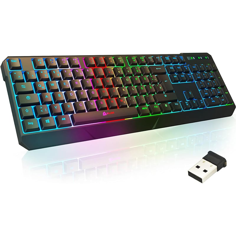 KLIM 1 KLIM Chroma Wireless Gaming-Tastatur – Kabellos, Ergonomisch, Wasserdicht, RGB, für PC/PS4/PS5/Mac