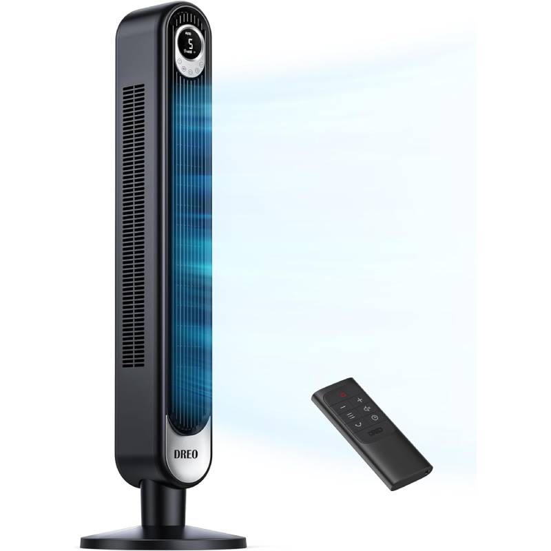 New Project Dreo 28dB Leiser Turmventilator, 106cm, 6 Geschwindigkeiten, 4 Modi, 90° Oszillation, Timer & Fernbedienung, Schwarz, Cruiser Pro T1