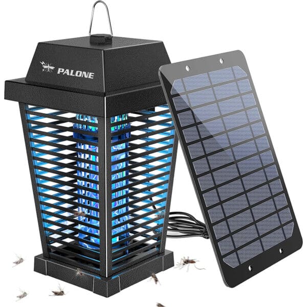 PALONE Solar Insektenvernichter 4500V, Wiederaufladbar 2600mAh, USB-C, UV-Mückenlampe für Camping & Garten