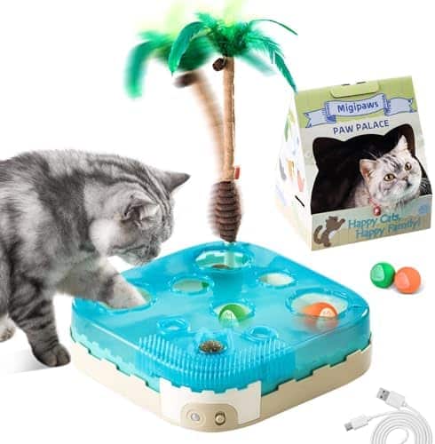 41N21UrExdL._AC_.jpg Migipaws 7-in-1 Interaktives Katzenspielzeug mit Ball, Federangel & Katzenminze