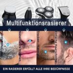 5-in-1 Elektrorasierer Herren - Nass/Trocken, Bart- & Nasentrimmer, Gesichtsbürste, LED-Anzeige