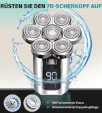 Elektrischer Glatzenrasierer Herren, IPX7 Wasserdicht, 7 Scherköpfe, Nass & Trocken