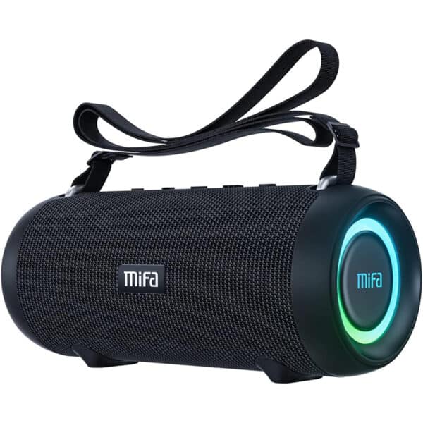 MIFA A90 Bluetooth Lautsprecher: 60W, IPX7, RGB-LED, 30h Akku, True Wireless, USB/microSD/AUX, Tragbar