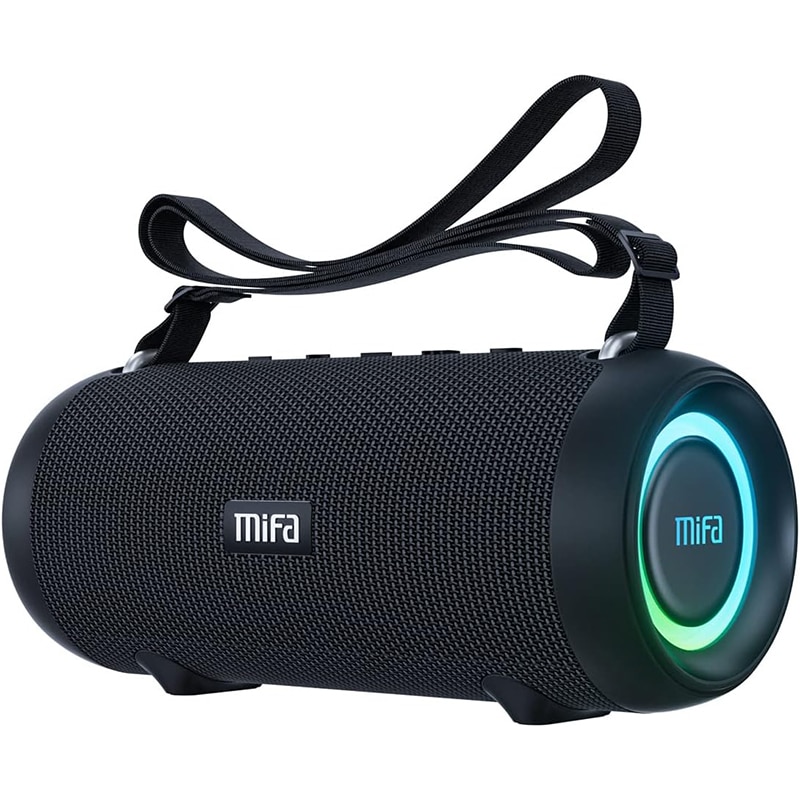 mifa MIFA A90 Bluetooth Lautsprecher: 60W, IPX7, RGB-LED, 30h Akku, True Wireless, USB/microSD/AUX, Tragbar