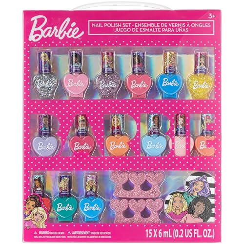 Version 1.0.0 Barbie Kinder Nagellack Set (18-teilig) – Ungiftig, abnehmbar