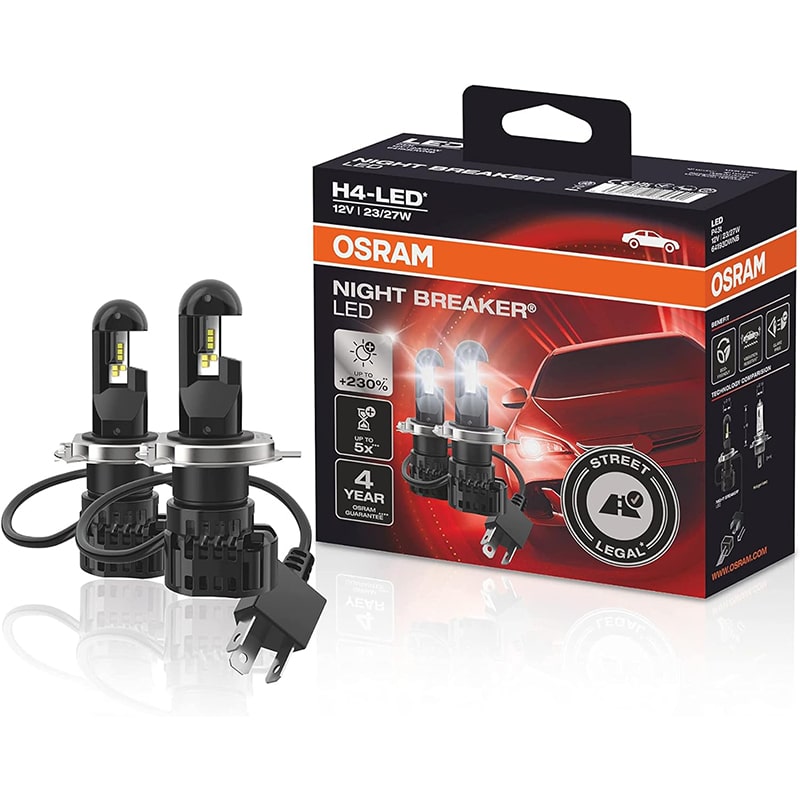 OSRAM OSRAM NIGHT Breaker H4-LED – Bis zu 230% mehr Helligkeit, legales Abblend- und Fernlicht für Deutschland und Österreich, Schwarz