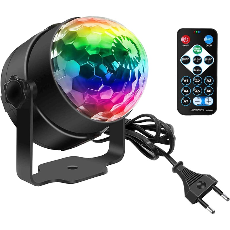 kugel 1 SEBRUANC Disco Kugel – 3W RGB Musikgesteuertes Partylicht mit Fernbedienung,