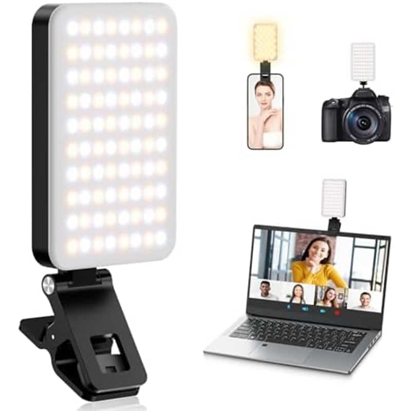 selfie licht Selfie Licht 80 LED, 3000-6500K, 5 Modi, 2000mAh Akku, CRI 95+ für iPhone, iPad, Laptop & Kamera