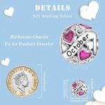 SEVENWELL Geburtsstein Charm 925 Sterling Silber für Pandora Armband