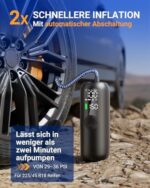 Woowind LP1 Akku-Kompressor - Elektrische Luftpumpe 150 PSI (10,3 Bar) mit 5 Modi, digitaler Anzeige & LED-Licht für Auto & Fahrrad