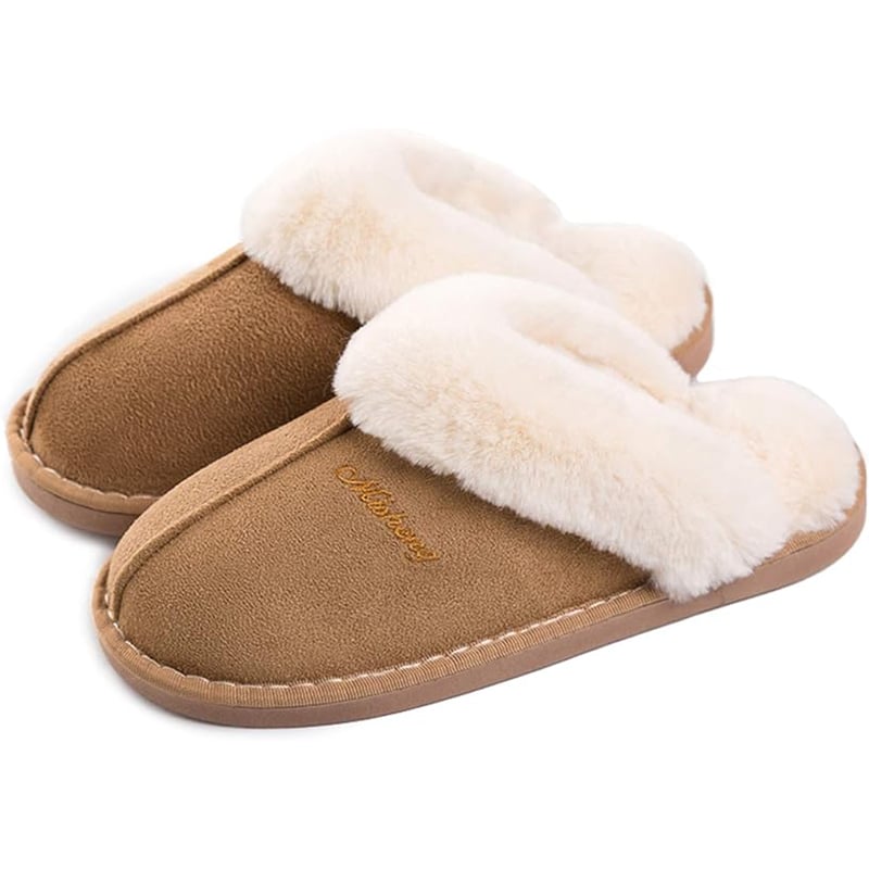 Hausschuhe Misolin Winter Hausschuhe Damen & Herren – Weiche Plüsch Slippers mit Faux-Pelz, Rutschfest für Indoor/Outdoor