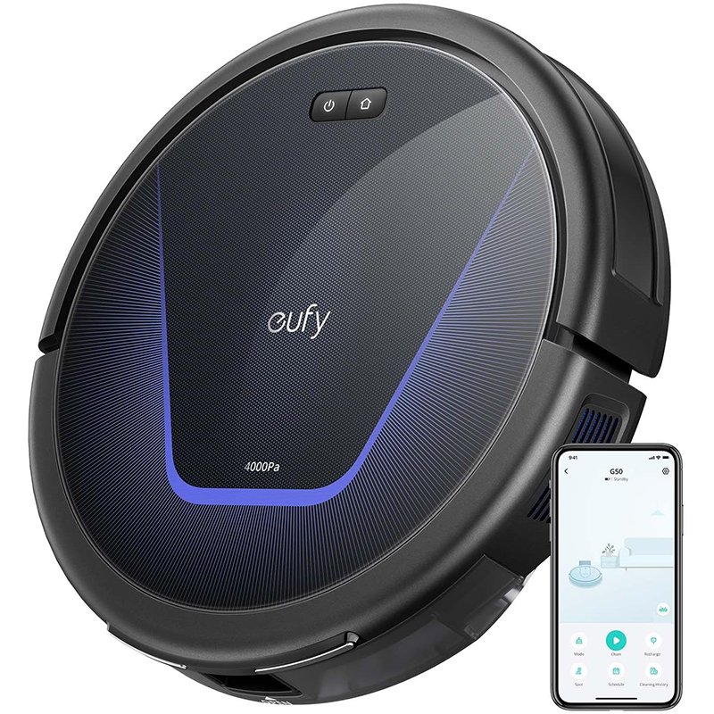 eufy 1 eufy G50 Saugroboter – 4.000Pa Saugkraft, dynamische Navigation, ultraflaches 85mm Design, Pro-Entwirrkamm für Tierhaare & Hartböden
