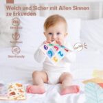hahaland Montessori Spielzeug für Babys ab 6 Monaten – Sensorische Tissue Box mit Stofftüchern und Kontrastfarben für Lern- und Spielspass