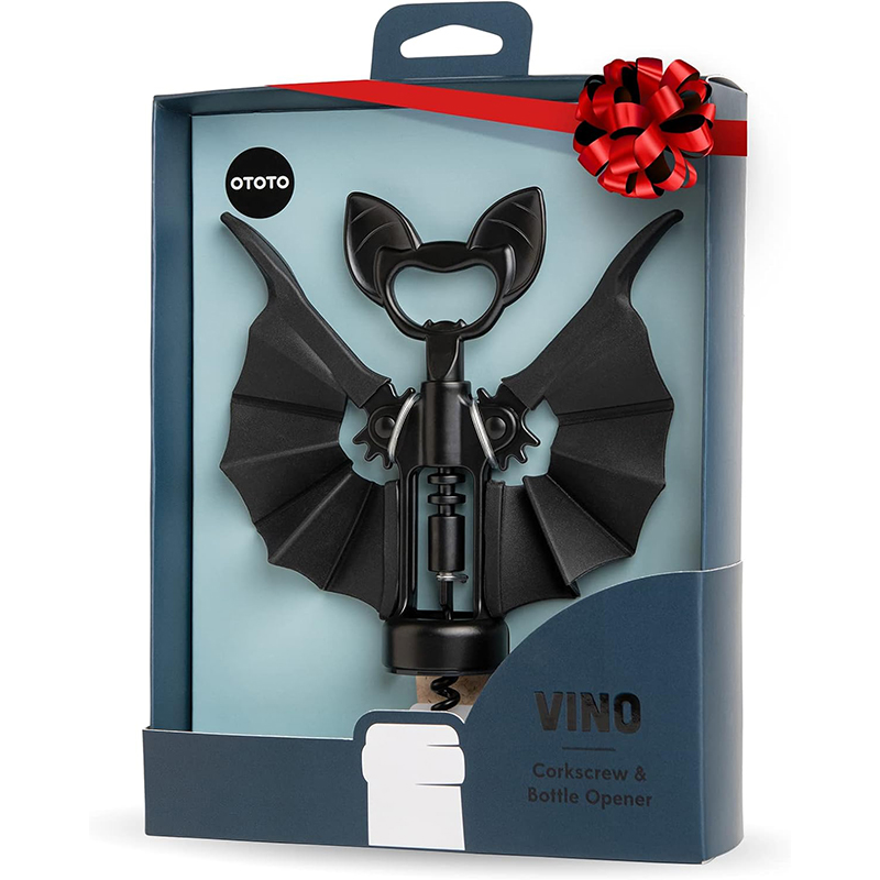ototo OTOTO 2-in-1 Korkenzieher Vino Fledermaus – Lustiger Gothic Flaschenöffner für Halloween & Wein