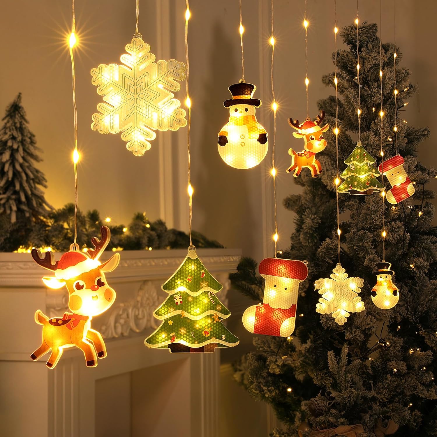 81e8B1ApIDL._AC_SL1500_.jpg BLOOMWIN 3D Lichtervorhang 3M – 120 LEDs, USB, 8 Modi, Weihnachtsbeleuchtung Fensterdekoration Warmweiss