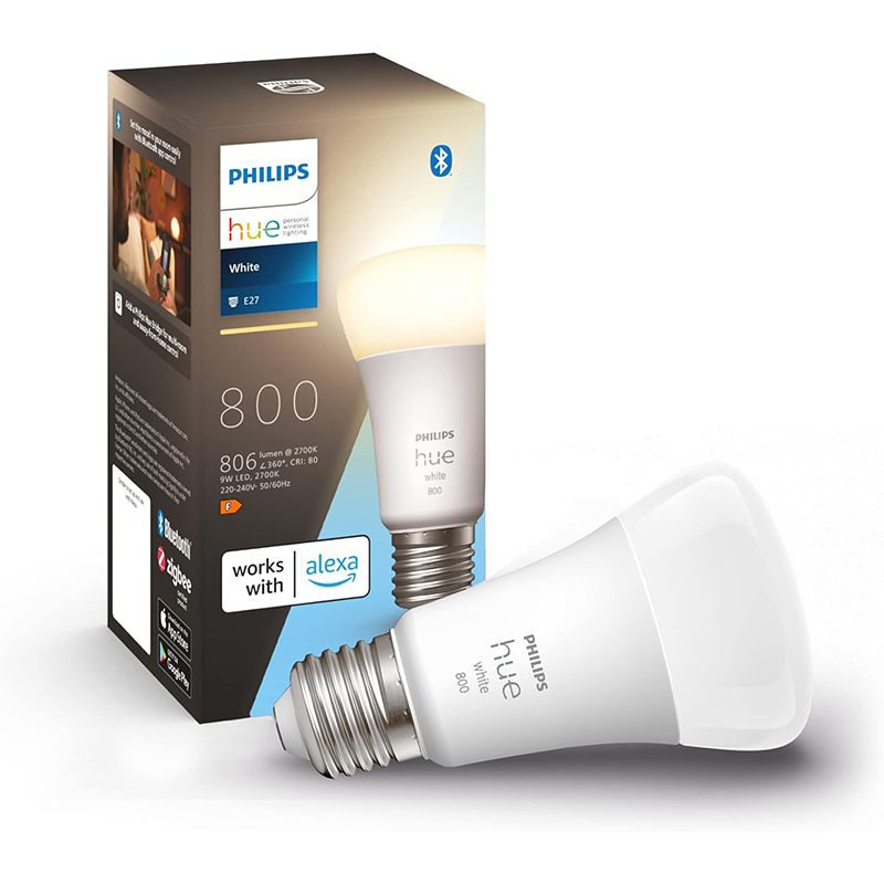 Philips 1 Philips Hue White E27 LED Leuchte, dimmbar, warmweiß, 806 lm – Smarte Steuerung per Sprache & App