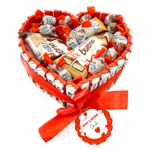 Version 1.0.0 Kinderschokolade Valentinsgeschenk – Herzbox mit Kinder Riegel, Happy Hippo & mehr für sie & ihn