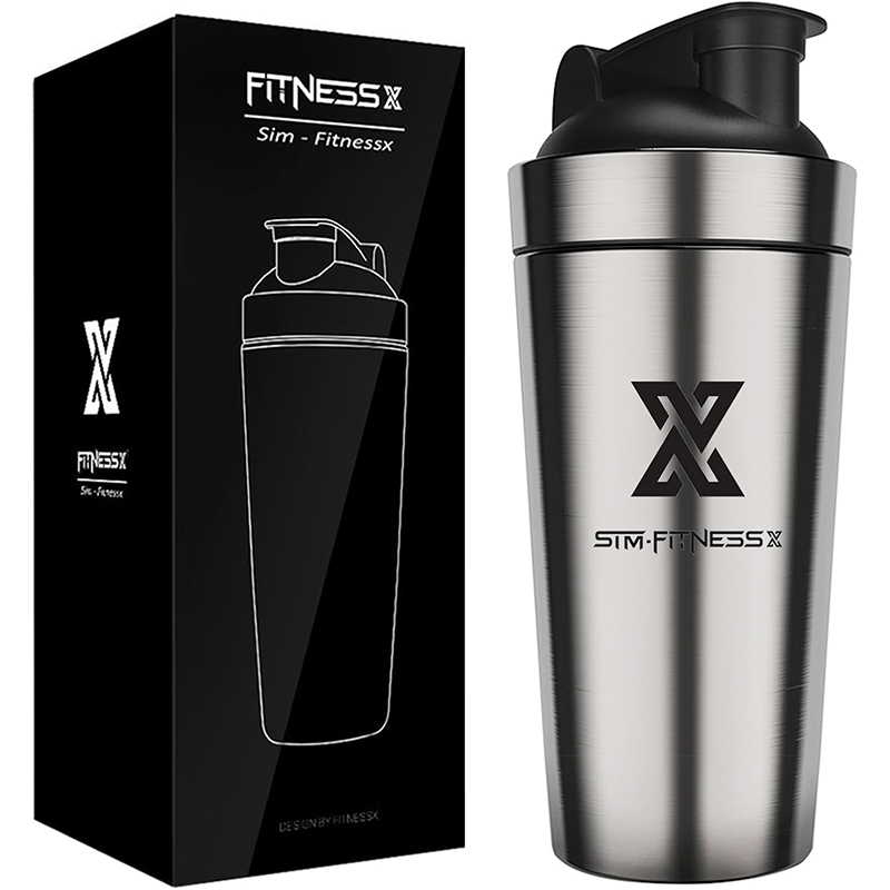 FITNESSX X SIM FITNESSX Edelstahl Shaker 700ml Für Sport, Gym & Yoga