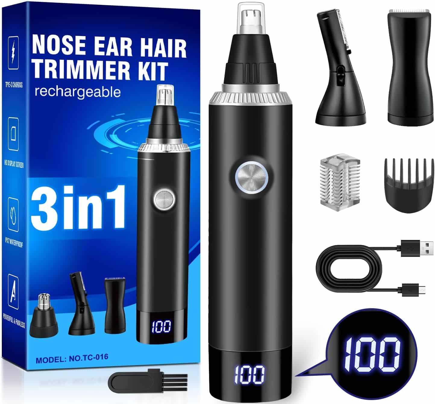7188vaLtQL._AC_SL1500_.jpg 3-in-1 Nasenhaartrimmer für Herren & Frauen – USB Wiederaufladbar, Schmerzfrei, IPX7, Ohr- & Augenbrauen-Schneider