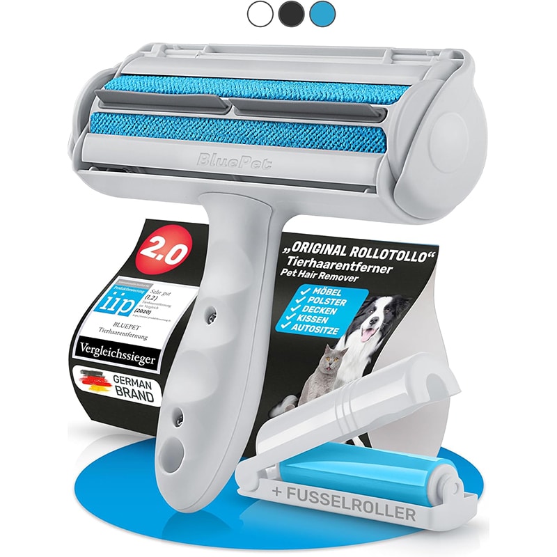 BluePet 1 BluePet Original Tierhaarentferner inkl. Mini Fusselbürste für Kleidung - Wiederverwendbare Fusselrolle - Tierhaare, Katzenhaare, Hundehaare entfernen - Abwaschbar, Wiederverwendbar