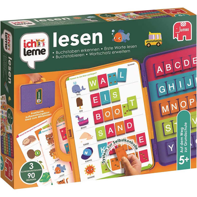 Jumbo 1 Jumbo Spiele - Ich lerne Lesen Lernspiel für Kinder ab 5 Jahren – Ideal für Vorschule & Kindergarten, 1 Spieler