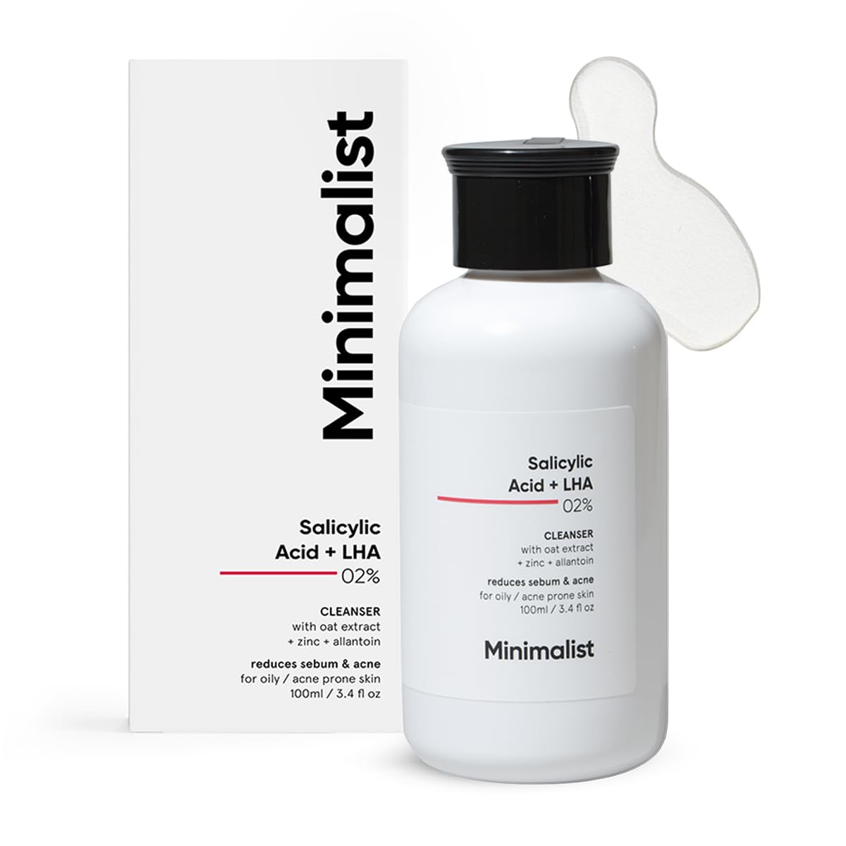 Version 1.0.0 Minimalist Anti-Akne Cleanser - 2 % Salicylsäure, LHA & Zink - Sulfatfrei für fettige Haut, 100 ml