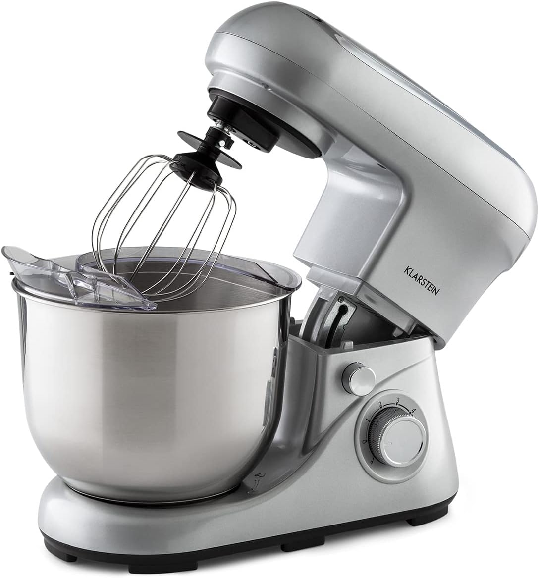 61og7OLWGL._AC_SL1500_.jpg Klarstein Knetmaschine Küchenmaschine zum Backen, 1300W Teigmaschine Klein, 6 Stufen, Schneebesen Rühr- & Knethaken, 5L Schüssel, Planetenrührwerk, Rührmaschine mit Mixer, Küchenmaschinen für BrotteigRufus KI