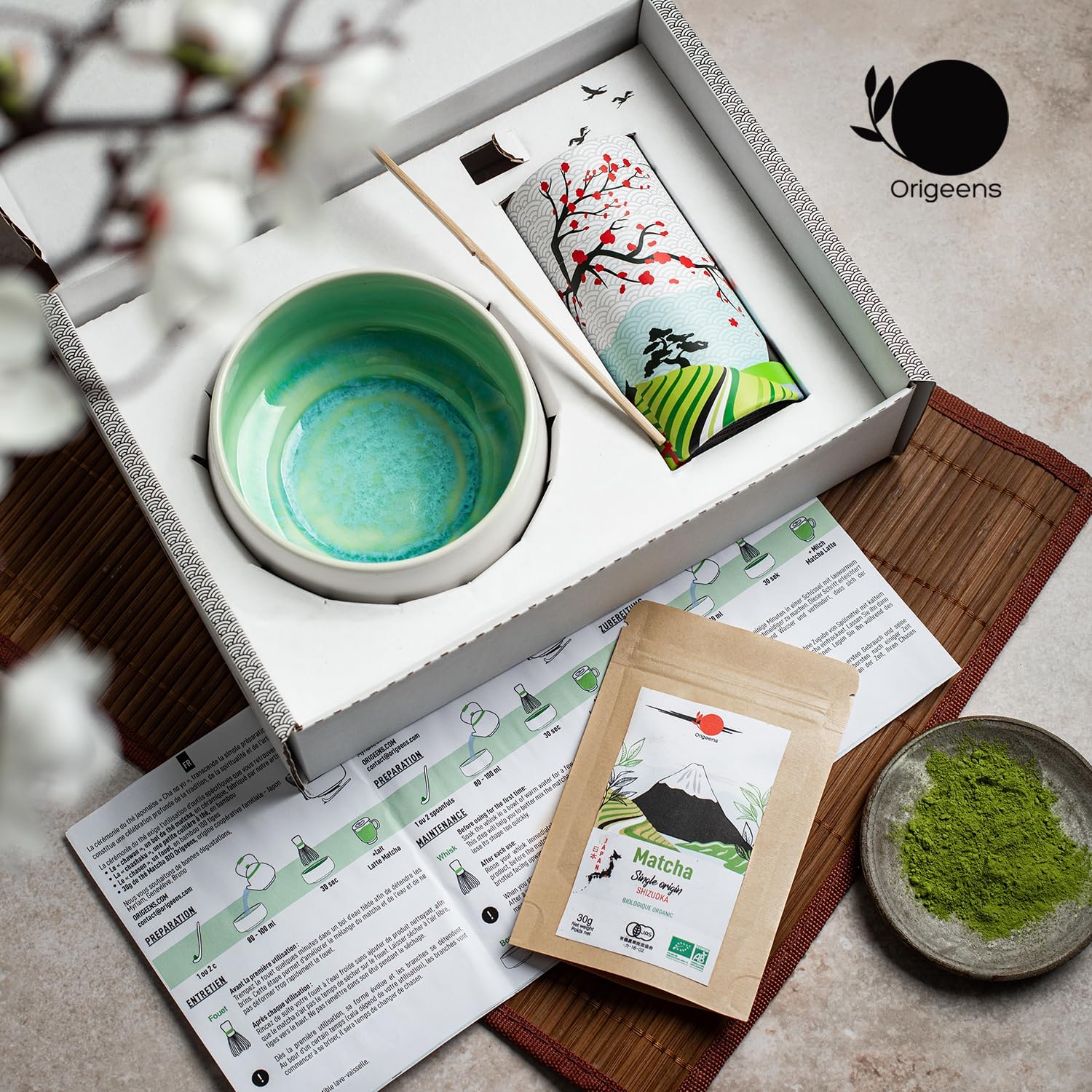 81R2p8D2vxL._AC_SL1500_.jpg ORIGEENS Matcha Set – Bio Matcha aus Japan, Keramik-Schale & Bambusbesen