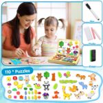 Jojoin Magnetisches Holzpuzzle mit Tafel – 110 Teile