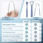 MasterMedi Zungenschaber Edelstahl 2er-Set – Gegen Mundgeruch mit Etui