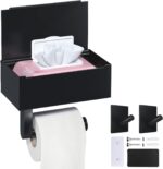 Heatigo Toilettenpapierhalter Schwarz – Selbstklebend oder Bohren, mit Feuchttücherbox & Ablage