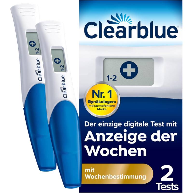 Clearblue 2 Clearblue Digitaler Schwangerschaftstest mit Wochenbestimmung – Frühtest 1–2 Stück