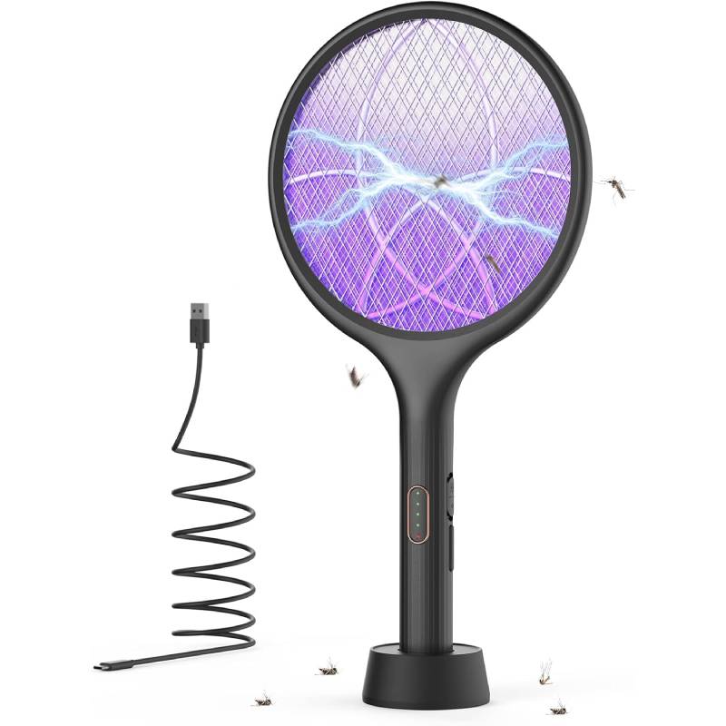 Fliegenklatsche 1 YISSVIC Elektrische Mückenklatsche 4000V mit UV-Licht & Akku – 2in1 USB-C aufladbar