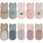 FedMois 5er Pack Rutschfeste Baby-Socken mit Tiermotiven