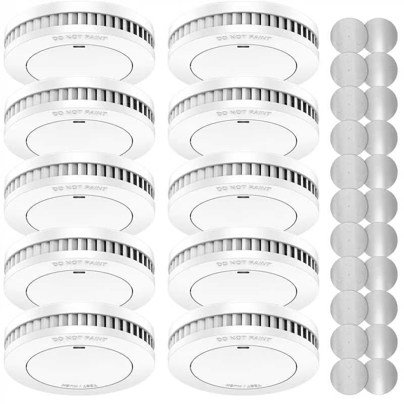 51Uh00oE8aL._SY800_.jpg XINDUM Rauchmelder 10er Set – TÜV-zertifiziert mit 10 Jahren Batterie & Magnethalterung – Bild 1