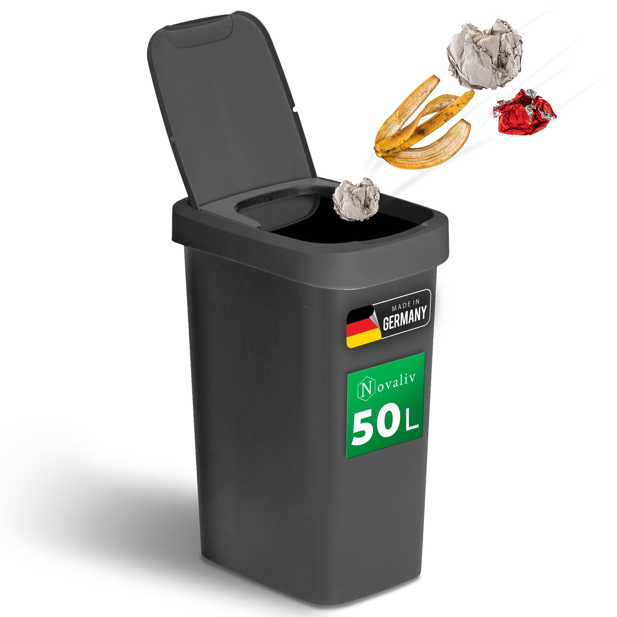 612VMQHqqkL._SY2000_.jpg Novaliv 50L Mülleimer mit 2in1 Deckel – Schwing- & Klappdeckel für Küche & Büro – Bild 1