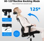 Daccormax Ergonomischer Bürostuhl mit Kopfstütze & Lendenwirbelstütze – Drehstuhl bis 135° für 150 kg – Bild 6