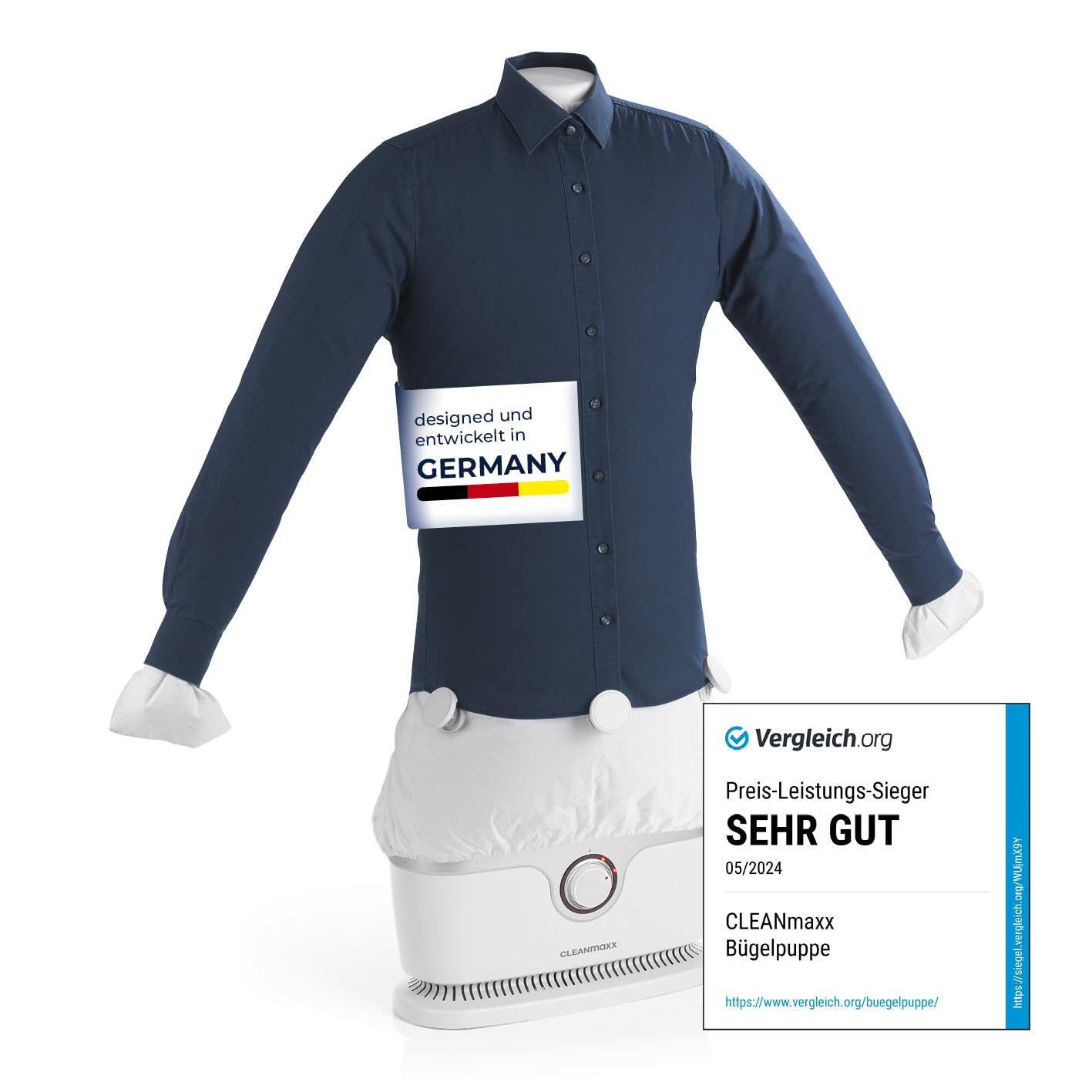 616JyaKPSxL._SY1417_.jpg CLEANmaxx Hemdenbügler PRO – Automatisches Bügelsystem für Hemden, Blusen & Shirts – Bild 1