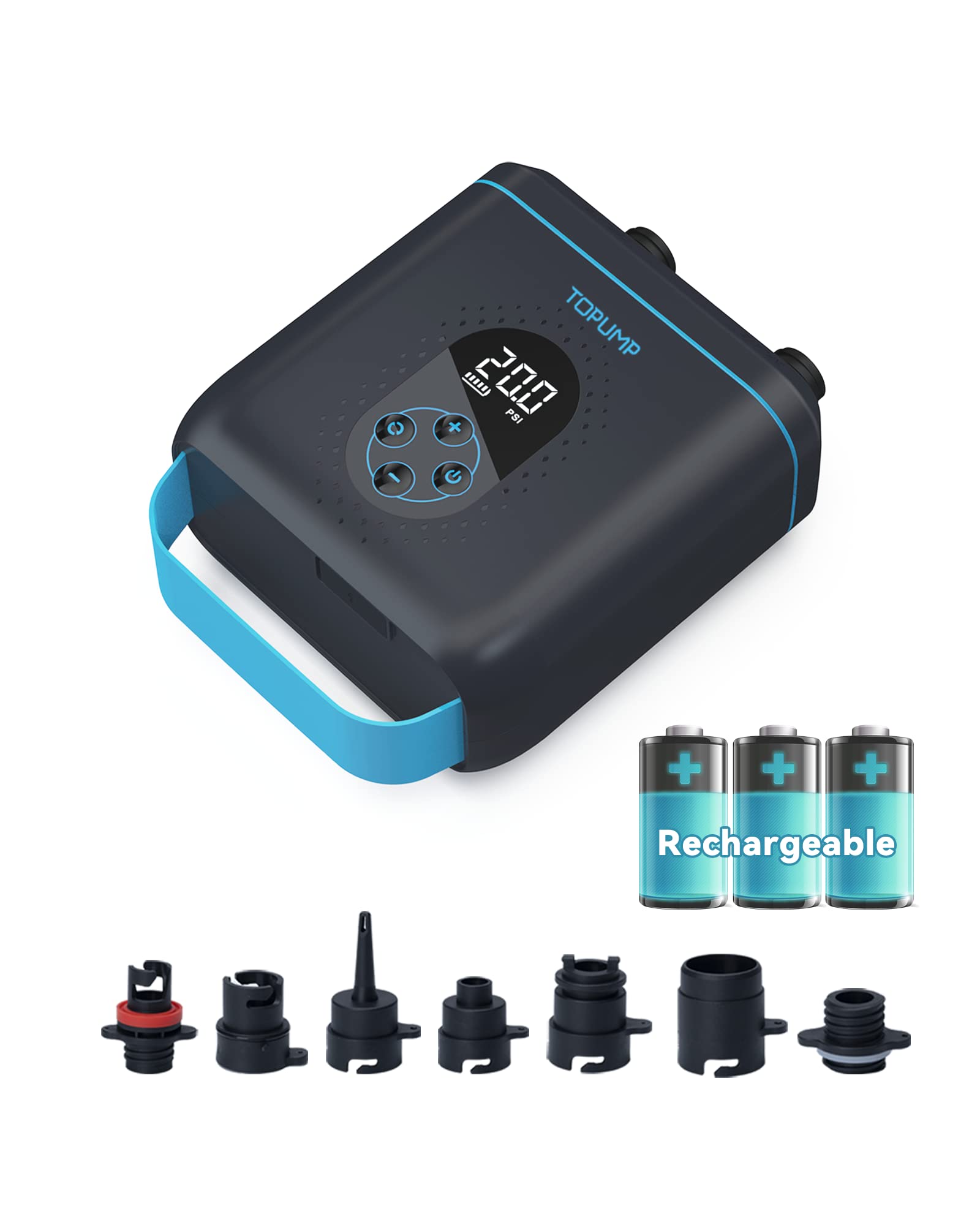617MLoisZHL._SY2000_.jpg TOPUMP TPS260 20PSI Elektrische SUP-Pumpe – Wiederaufladbar mit Auto-Off für Paddle-Board & Kajak – Bild 1
