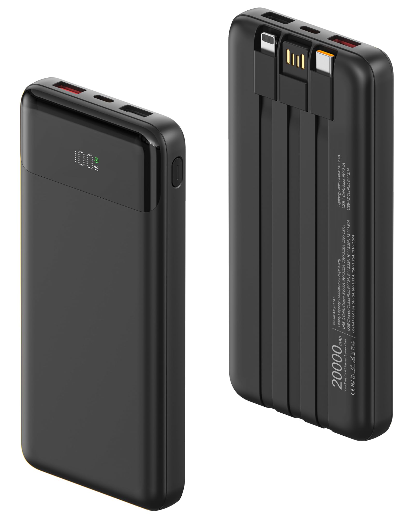 619-oOYfWyL._SY2000_.jpg Sprockly Powerbank 20000 mAh mit 3 integrierten Kabeln – 22,5 W Schnellladung für alle Geräte – Bild 1