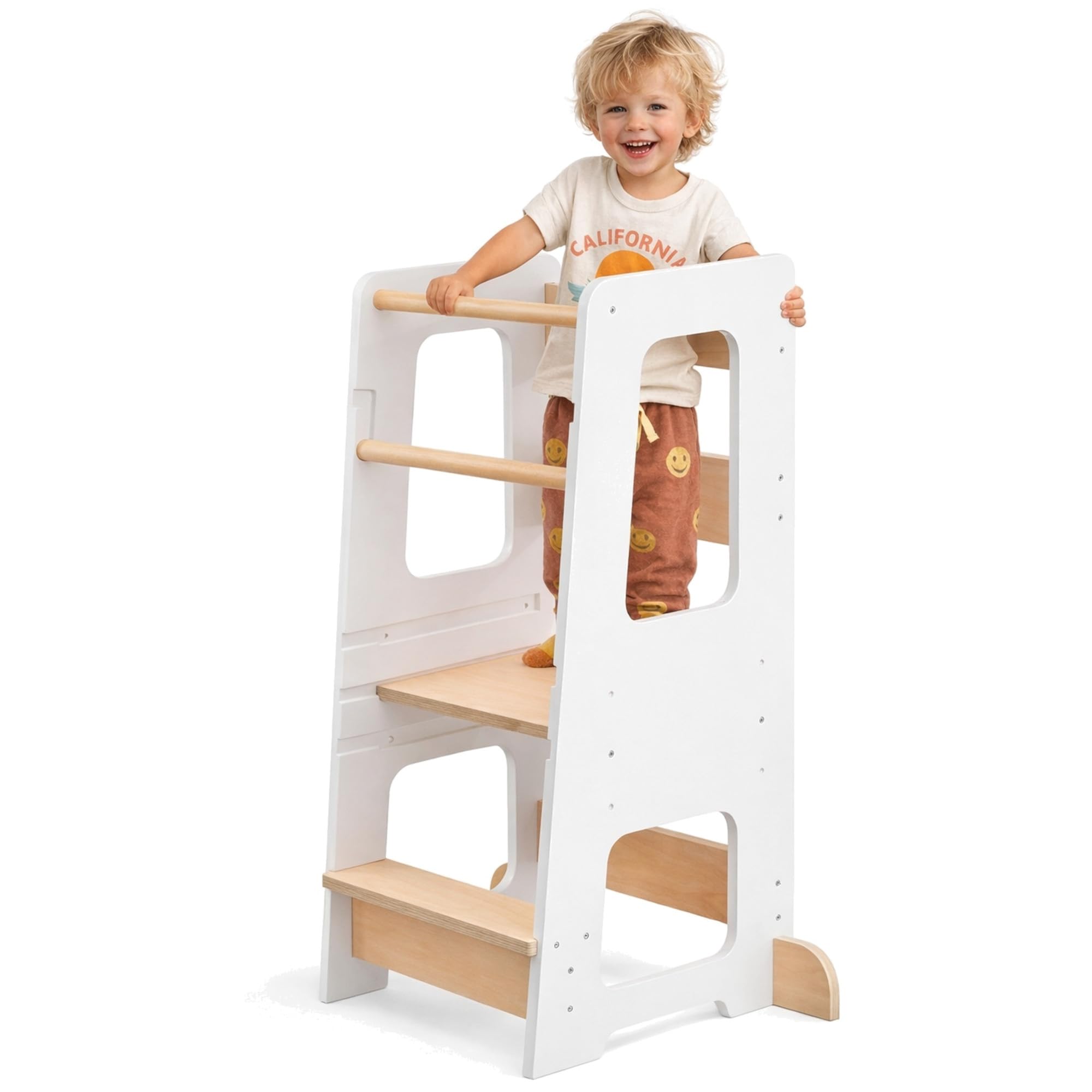 61AWxHfsXBL._SY2000_.jpg KYWAI Montessori Lernturm ab 1 Jahr – Höhenverstellbar, Robustes Holz, Doppelte Sicherheit – Bild 1