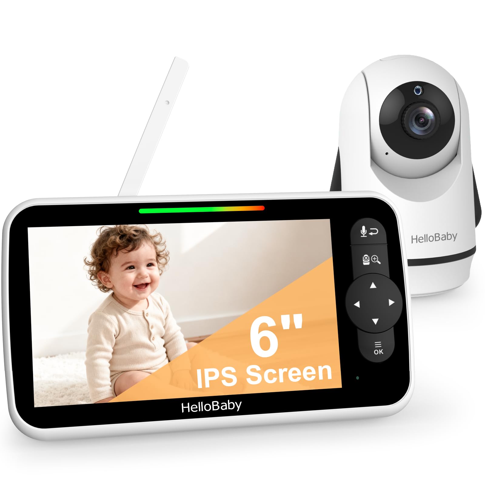 61DzaiEC67L._SY1600_.jpg HelloBaby 6-Zoll Video-Babyphone mit Nachtsicht & PTZ-Kamera – WiFi-frei & 35h Akkulaufzeit – Bild 1